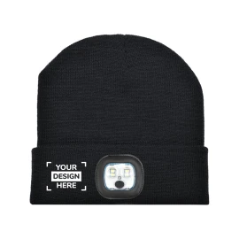 Gorro de invierno | Acrílico | Talla de cabeza: 58 cm | Con luz LED | Recargable por USB y desmontable