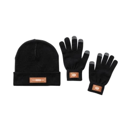 Conjunto de gorro y guantes | Acrílico y cuero PU | Talla única | A todo color