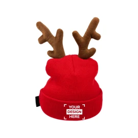 Bonnet de noël tricoté | Acrylique peluche | Motif renne | Taille unique | Festif