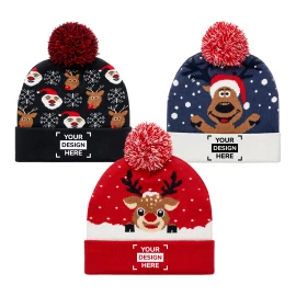Bonnet de Noël | Acrylique | Tricoté | Avec pompon | Confortable et douillet
