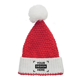 Bonnet de Noël | Acrylique | Tricoté | Avec pompon | Occasion festive