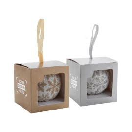 Ornement de l'arbre de Christmas | Finition perle | Ruban | Impression sur la boîte