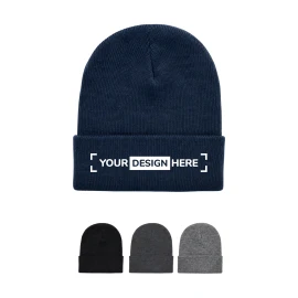Knitted beanie | rPET | Unisex | Stretchable | Rolled-up cuff