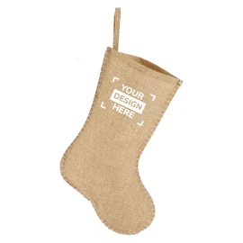 Chaussette de noël | Couture décorative | Polyester 35g | Style jute | 40 cm
