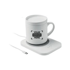 2 in 1 wireless charger & mug warmer set | Ceramic mug with lid | 250 ml | Fast charge