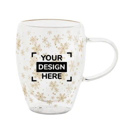 Mug isotherme de Noël | Verre borosilicate | ø8,3 × 11,6 cm | Transparent