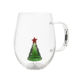 Tasse de Noël | Verre borosilicaté | 550ml | Sapin de Noël tridimensionnel