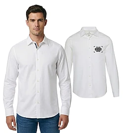 Chemise en sergé pour homme | Coton 185 g/m² | Manches longues | Coupe regular | Col boutonné