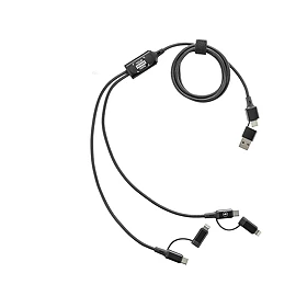 Kabel do ładowania 6 w 1 | Aluminium z recyklingu i PET z recyklingu | Do 60W | Ładuje 2 urządzenia jednocześnie