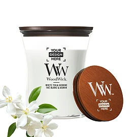 WoodWick | Duftkerze | Glas | Weißer Tee und Jasmin | 60 Stunden Brenndauer