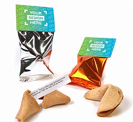 Biscuit porte-bonheur | Biscuit 7 g | Message personnalisé | Carte imprimée en couleur