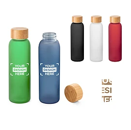 Waterfles | Matglas & bamboe | 520 ml | Schroefdop
