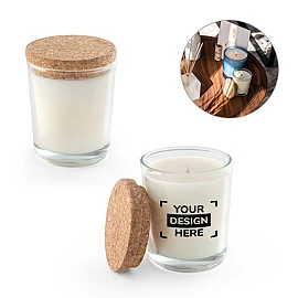 Bougie parfumée | Cire 80 g, verre et liège | Parfum vanille et noix | Ø5,7 x 7,3 cm