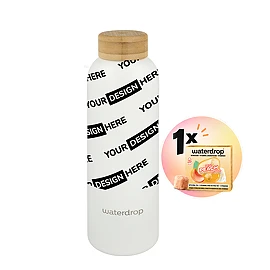 waterdrop® Bouteille thermos | Acier inoxydable et bambou | 600 ml | Bouchon en bambou