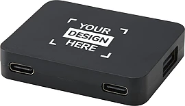 Hub USB 4 ports | Plastique ABS 100% recyclé | 2 sorties USB-A et 2 USB-C | Entrée USB-A et USB-C | Durable