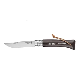 Opinel No. 08 zakmes | Beukenhout & roestvrij staal 45 g | 19,2 x 2,8 x 1,8 cm | Virobloc®-vergrendeling | Leren koord