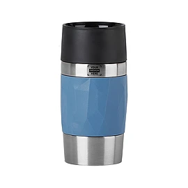 Tefal Travel Mug Compact | Roestvrij staal & siliconen 240 g | 300 ml | 360° drinkdeksel | Dubbelwandig
