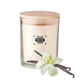 Bougie | Verre & couvercle en bambou | Durée de combustion : 40 heures | Parfum à la vanille