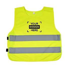 Gilet de sécurité | Polyester | XS - Pour enfants de 7 à 10 ans | Grande zone de marquage au dos