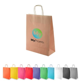 Paper bag | Kraft paper 100g/m² | Colored twisted handles | Cheap