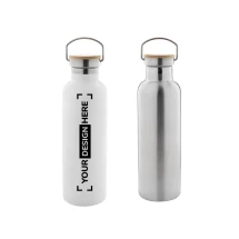 Bouteille isotherme | Acier inoxydable recyclé | 750 ml | Bouchon de transport en Bambou