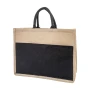 Beach bag | Laminated jute & cotton | 44.5x35x15cm | Front pocket
