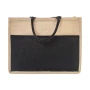 Beach bag | Laminated jute & cotton | 44.5x35x15cm | Front pocket