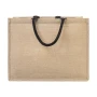 Beach bag | Laminated jute & cotton | 44.5x35x15cm | Front pocket