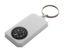 Keyring with compass | Metal ring | Plastic | White