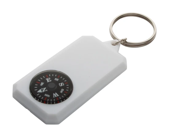 Keyring with compass | Metal ring | Plastic | White | White