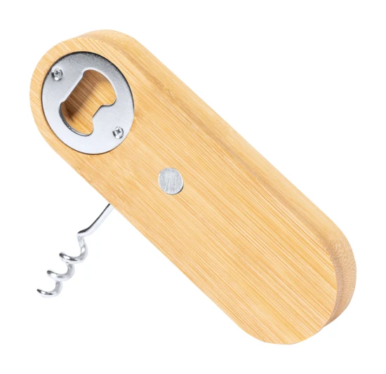 Bottle opener and corkscrew | Bamboo | Magnetic | Natural