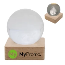 Boule lumineuse de Noël | Verre et bois | 60×60×75 mm | Lumière LED