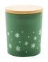 Bougie de Noël | Verre givré avec couvercle en bambou | Cire végétale | Motif flocon de neige