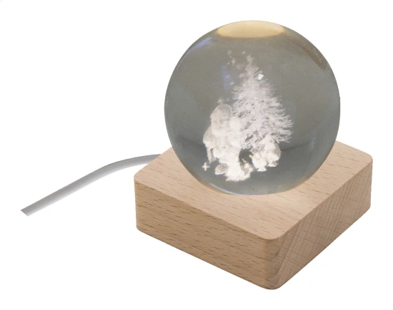 Christmas light globe | Glass and Wood | 60×60×75 mm | LED light | Transparent;natural