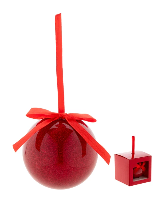 Glitterende kerstbal | PU-schuim | ⌀7,5 cm | Met lintophanger | Rood