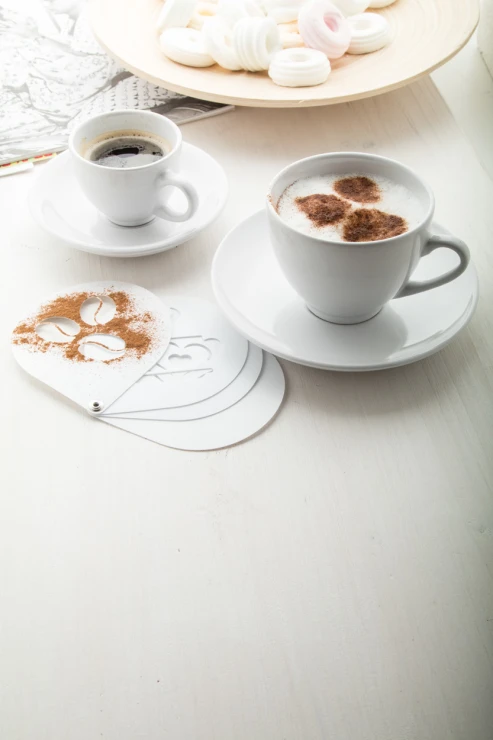 Cappuccinoset | Keramiek | 150ml | 2 stuks, kopjes en schoteltjes | Wit