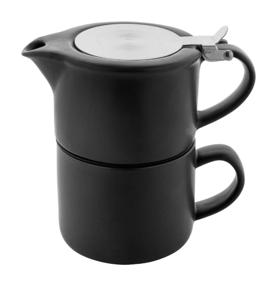 Service à thé | Céramique | Théière 430 ml et tasse assortie 400 ml | Finition mate | Noir