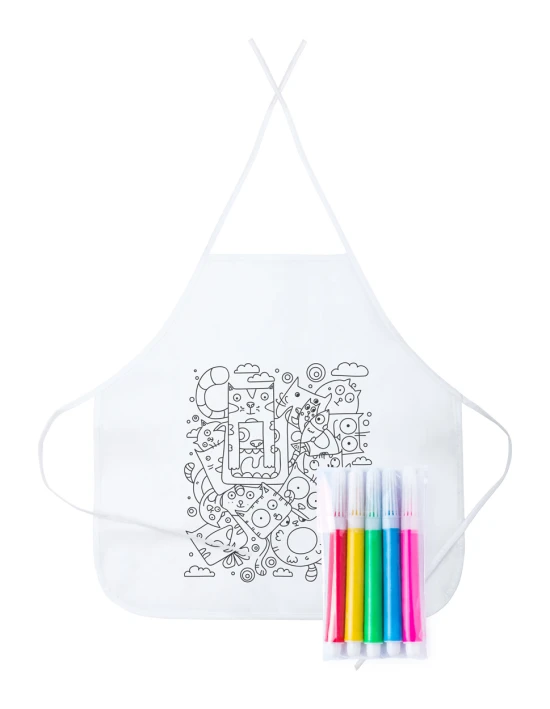 Apron for kids | Non woven | 5 markers | White