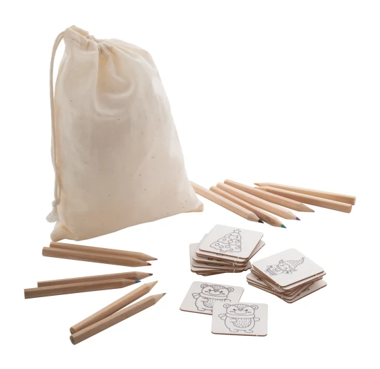 Kerstgeheugenspel | Katoen, Hout, Papier | Met houten potloden | Natuurlijk