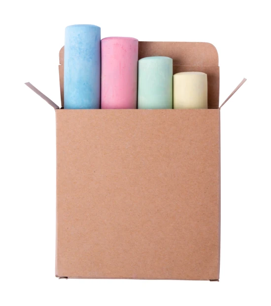 Farbkreide-Set | 4 Stück | Recycelte Kartonbox | Günstig | Natur