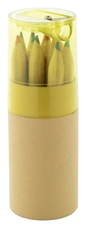 Pencil set | Wood & Paper & Plastic | Inc sharpener | 12 pencils | Yellow;natural