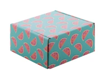 Quadratische Geschenkbox | Karton | 120x60x120 mm | mit Selbstklebestreifen | Vollständig personalisierbar