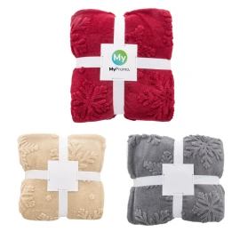 Christmas blanket | RPET polyester | 120x150 cm | Snowflake pattern | Reversible