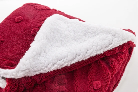 Christmas blanket | RPET polyester | 120x150 cm | Snowflake pattern | Reversible | Burgundy