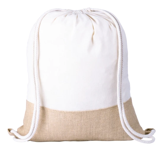 Drawstring bag | Cotton 120 g/m² and jute | Braided cords | Natural