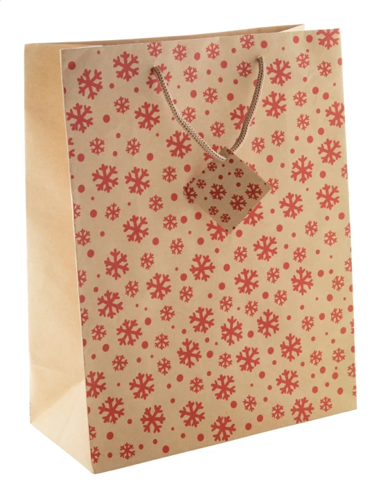 Large Christmas gift bag | Kraft paper | Natural;red