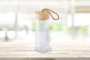 Small drinking bottle with bamboo lid | Glass | 430 ml | Engraving