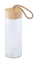 Small drinking bottle with bamboo lid | Glass | 430 ml | Engraving