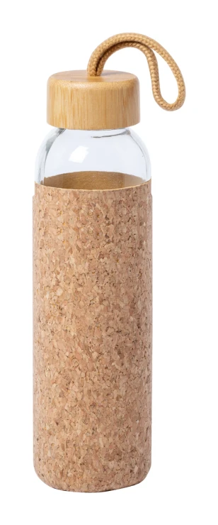 Water bottle with cork sleeve | Glass | 500 ml | Bamboo lid | Natural