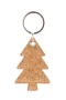 Porte-clés en forme de sapin | Cuir et liège | Avec anneau en métal